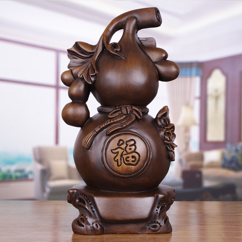 Solid Wood Carving Lucky Gourd Ornaments Town House Living Room Entrance Tv Cabinet Wine Cabinet Decorations New Home Housewarming Gifts