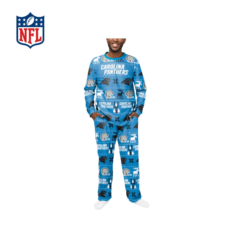 (NFL) Carolina Panthers Forever Collectibles 2021 Crew Neck Pajamas - Mens