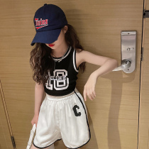 Girl Trendy Suit Summer 2022 New Online Red Ocean Gas CUHK Child Clothing Girl Vest Shorts Sports