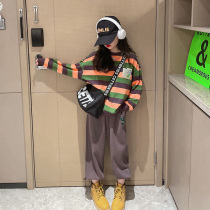 Girl Clothing Trendy Suit Spring Autumn Season Ocean Air 2023 New CUHK Child Spring Autumn Girls Sports Two Sets