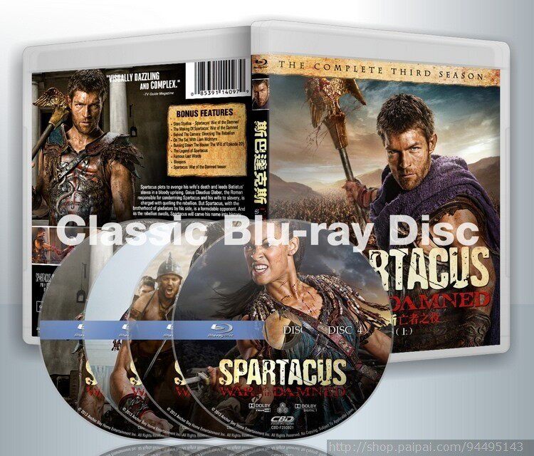 bd Blu-ray disc dvd disc Spartacus American drama 1-3 season prequel complete collection Unabridged version of the complete collection