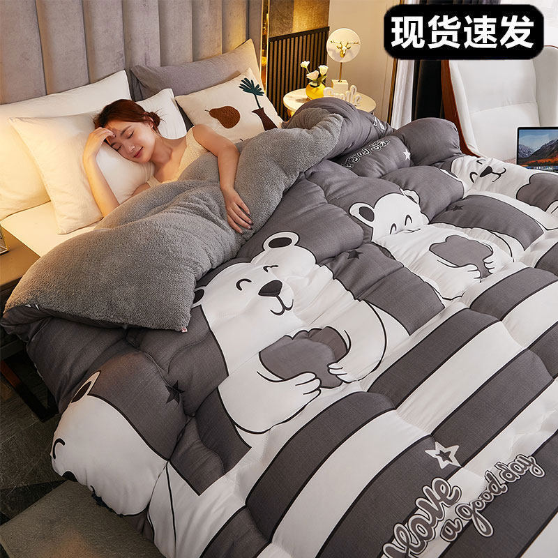 Cotton quilt winter is thickened and warm 12kg autumn and winter lamb cashmere 10 single student quilt double-sided velvet double quilt