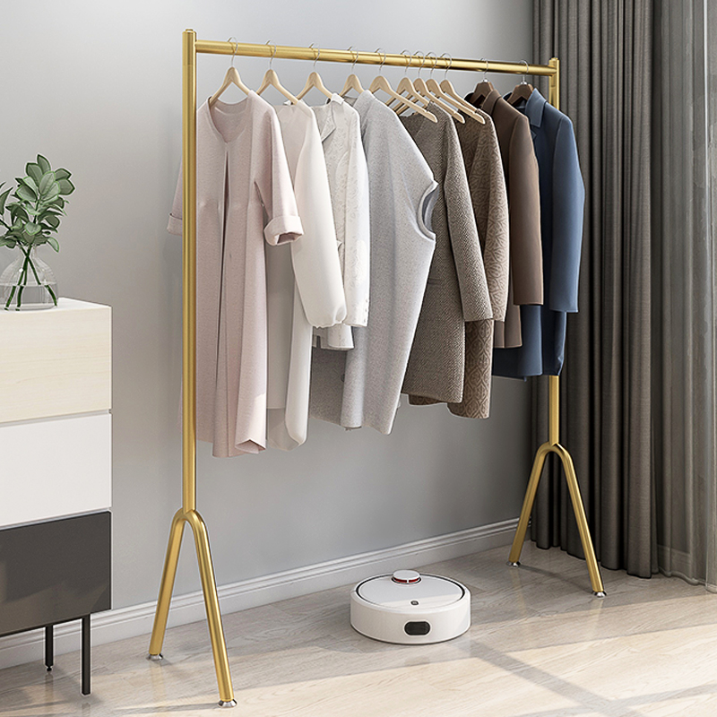 Clothes hanger floor hanger bedroom clothes drying rack single pole women's clothes drying pole net red coat rack clothes stall artifact