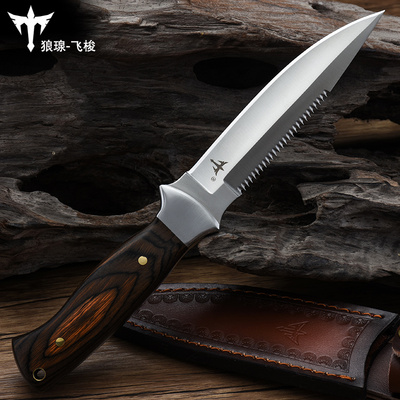 Outdoor small knife sharpened with tritium gas cutter anti-body military knife field suitors Russia straight knife open blade with teeth