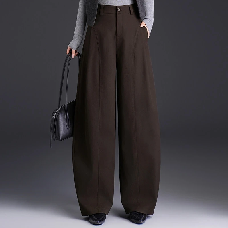 Yidela Clothing Store Fashion Scimitar Pants Women's Autumn 2026 New Wide-Leg Pants Loose Draped Casual Trousers