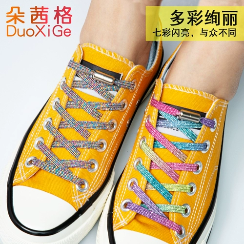 Флуоресцентные металлические эластичные универсальные шнурки для детей и взрослых подходит для мужчин и женщин