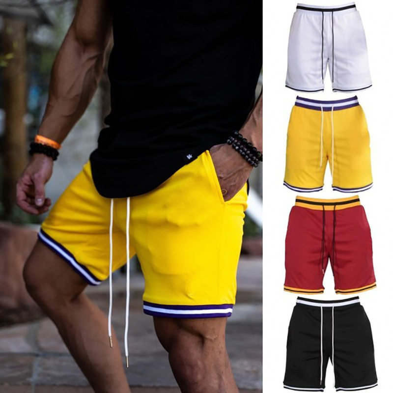 Sports running five-point straight shorts men's 2020 summer new product quick-drying breathable basketball casual large size fitness pants fork