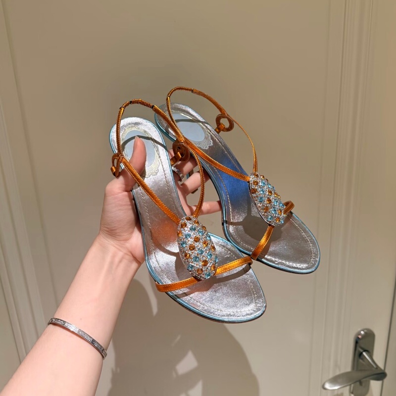 Sheepskin Version~Elegant and High-End Feel, Stunning Sandals for Women, Summer 2026, Comfortable for the Feet, Orange French-Style Thin High Heels