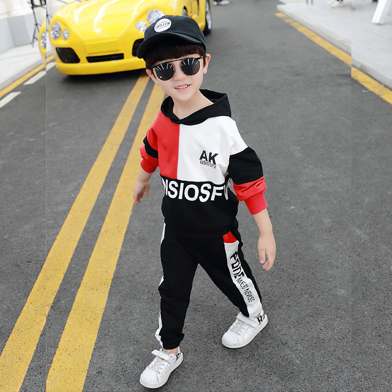 Boys suit autumn and winter 2021 new Western style children's plus velvet thick sports little boy two-piece Korean version of the tide