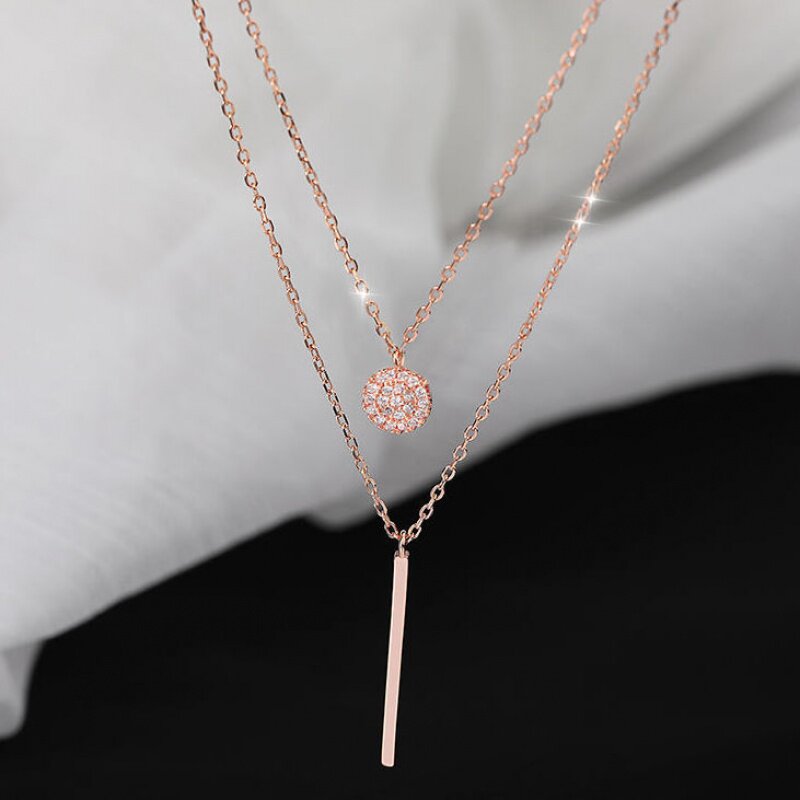 100 million Kai Shop Honey Grapefruit 6 Shop Small Identical Double Necklace Lock Bone Chain Superior Sense Minimalist temperament