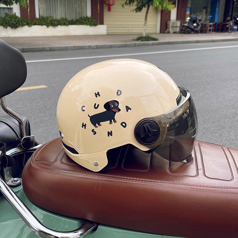 Little Black Dog New National Standard 3C Electric Vehicle Helmet Cute Cartoon Safety Hat Women's Breathable Sun Protection Motorcycle Hat Trendy