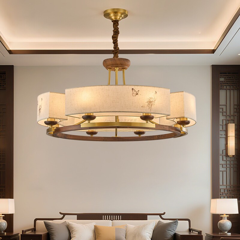 2026 New Style Song-Style Aesthetic Living Room Chandelier, Retro Chinese Style Dining Table and Tea Room Lamp, Black Walnut Zen Chandelier 2026 New Style Song-Style Aesthetic Living Room Chandelier, Retro Chinese Style Dining Table and Tea Room Lamp, Black Walnut Zen Chandelier