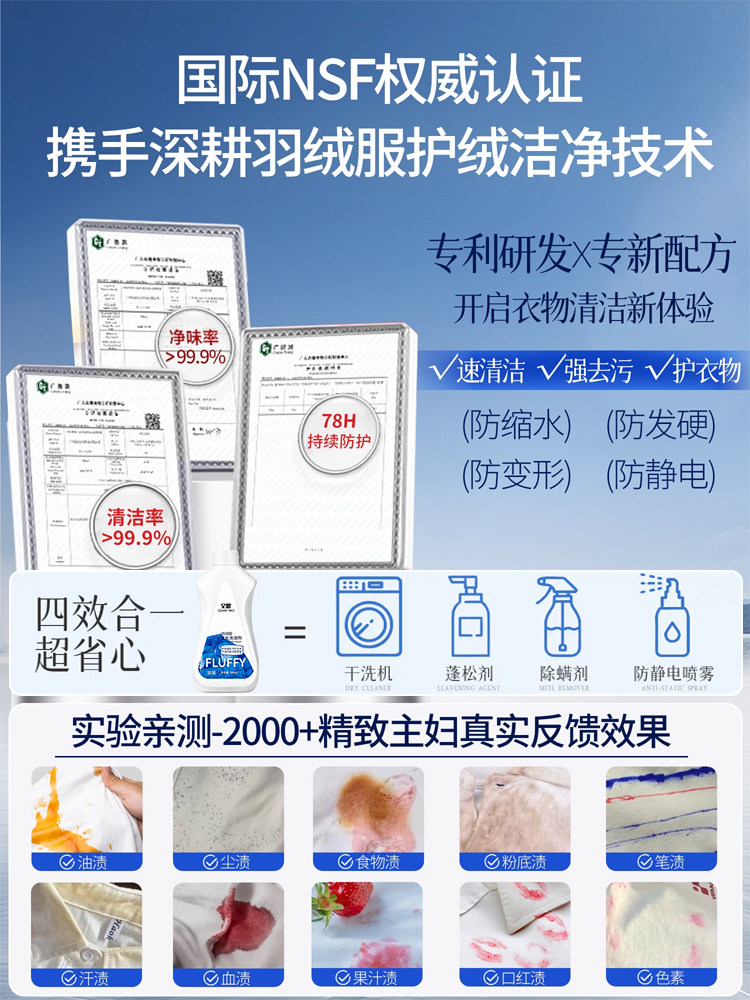 Down Jacket Cloud-Like Fluffy Detergent Washing Machine Cleaner Dry Cleaning Special Laundry Detergent Stain Remover Magic Tool