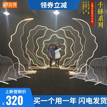 Baijie New wrought iron White series wedding props background decoration wedding set luminous stage road Lantern