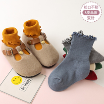 Baby Socks Spring Autumn Pure Cotton Songkou Short Socks Baby Socks Pure color Agaric Flowers Side Socks for men and women Baoqiu Winter Children