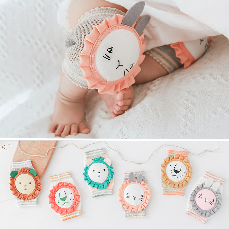 Spring and summer new cotton baby knee pads cartoon accessories baby crawling knee pads elbow pads mesh breathable children's knee pads