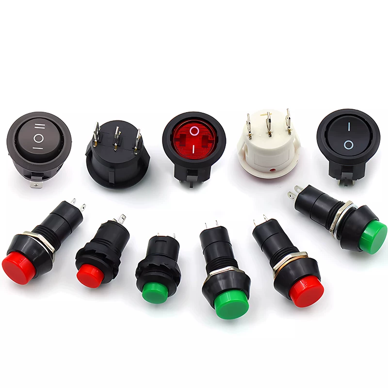 Switch button round self -lock self -reset point switch small hole power supply press micro boat -shaped ship -shaped wing plate