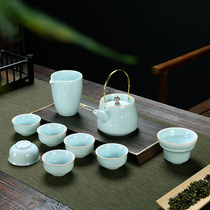 Movie Green Porcelain Kung Fu Tea Set Suit Brief Home Living Room Office Will Guest Cover Bowl Tea Cup Tiliang Teapot Customize