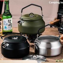Tea kettle outdoor kettle 304 stainless steel blackened camping picnic boiling water tea drinkware coffee spout