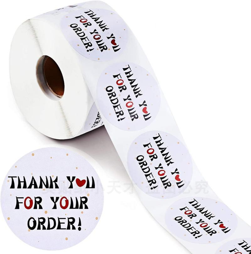 500 rolls thanks to your order sticker Adhesive Baking Cake Shop Packing Bag Sealed and Decorative Sticker