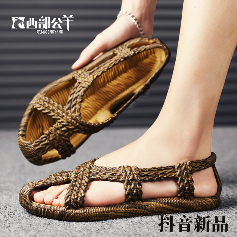 Western male and goat lovers cool shoes breathable beach lovers shoes rubber retro personality Soft bottom set foot fashion cool tug-Taobao