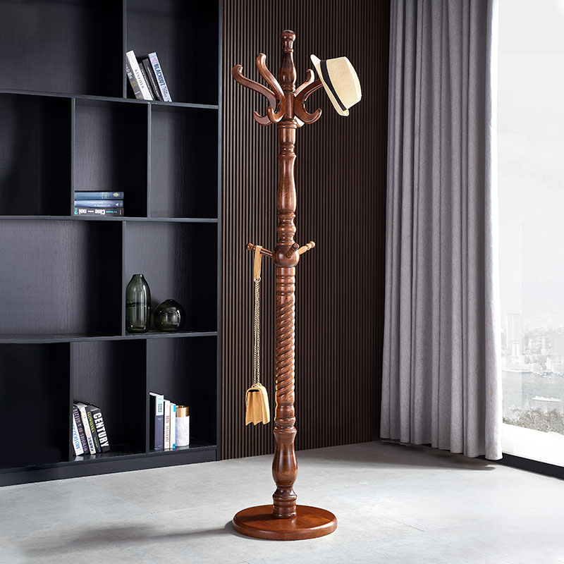 Solid wood hanger frame floor bedroom Chinese cloak rack household living room modern simple single-rod vertical clothing shelf