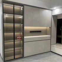 Minimalist and light luxury tempered glass wardrobe door customized aluminum alloy extremely narrow frame dining bookcase door wine cabinet door customized