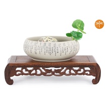 Solid Wood square base vase base carving crafts ornaments teapot fish tank strange stone head mahogany base bracket