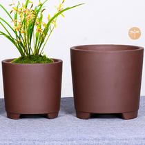 Jun Zlan Flower Pot High-end Purple Sand Long Type Ceramic Large Size High Caliber Large Caliber Balcony Living Room With Landing Straight Silo