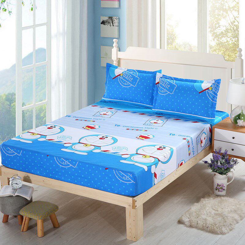  Doraemon bed Kasasa bed cover fully surrounded non-slip girls cover Travel Korean version of the bed cover Tatami pink 
