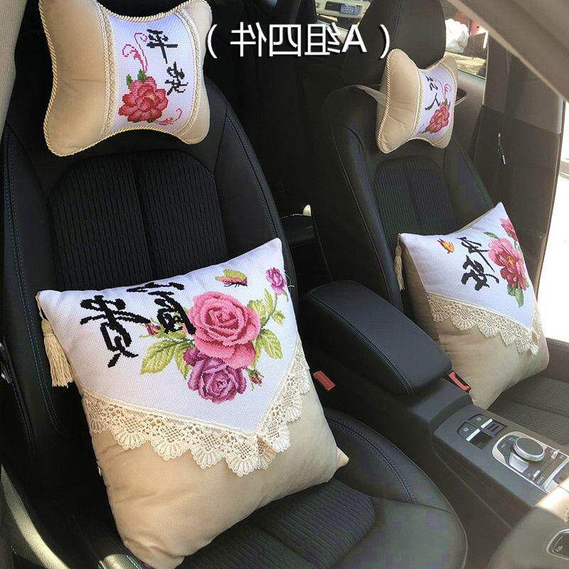  Embroidery car heart-shaped cross-stitch car pillow car a pair of hanging car bone pillow their own couple car