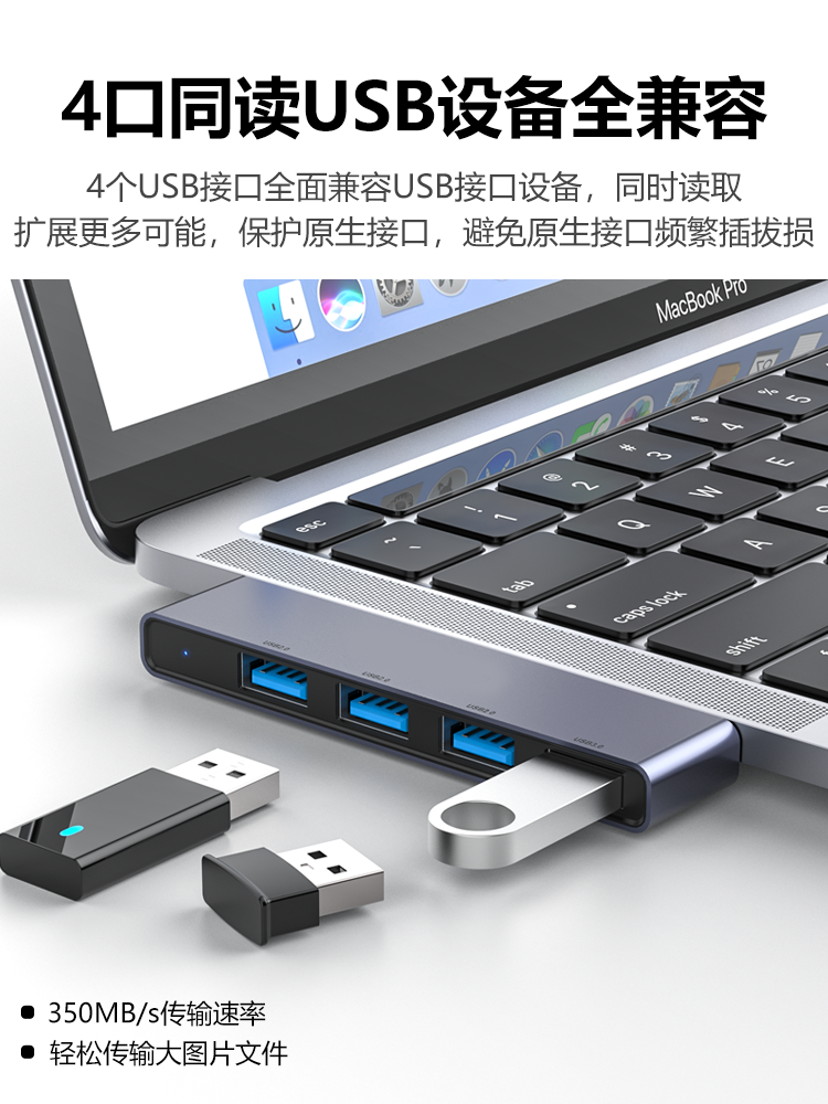 Computer Laptop USB Multi-Port Desktop External Wireless Extender Type-C Docking Station Tf Expansion Multi-Port 3.0 Splitter Sd Direct Plug Hub Hub One-To-Four Converter Adapter