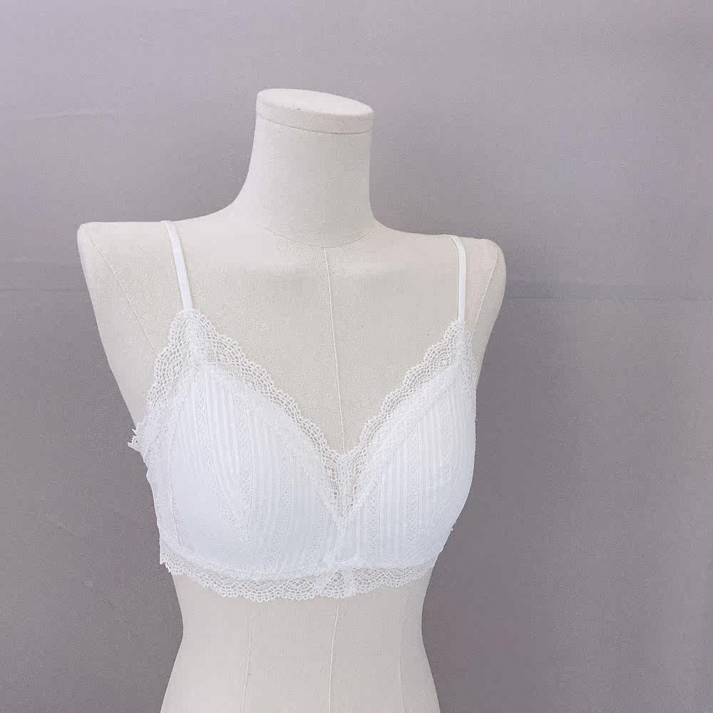 Summer white ultra-thin lace sexy tube top triangle integrated chest pad thin cup no steel ring underwear beautiful back wrapped chest