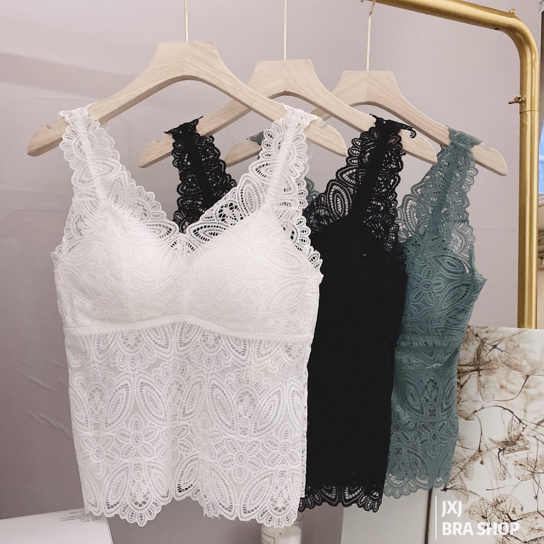 LadyBoya long lace vest thin section with chest pad to prevent light loss without steel ring comfortable underwear