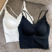 Spring and summer girl with a red sexy little crane lace side thin vest with chest mat underwear