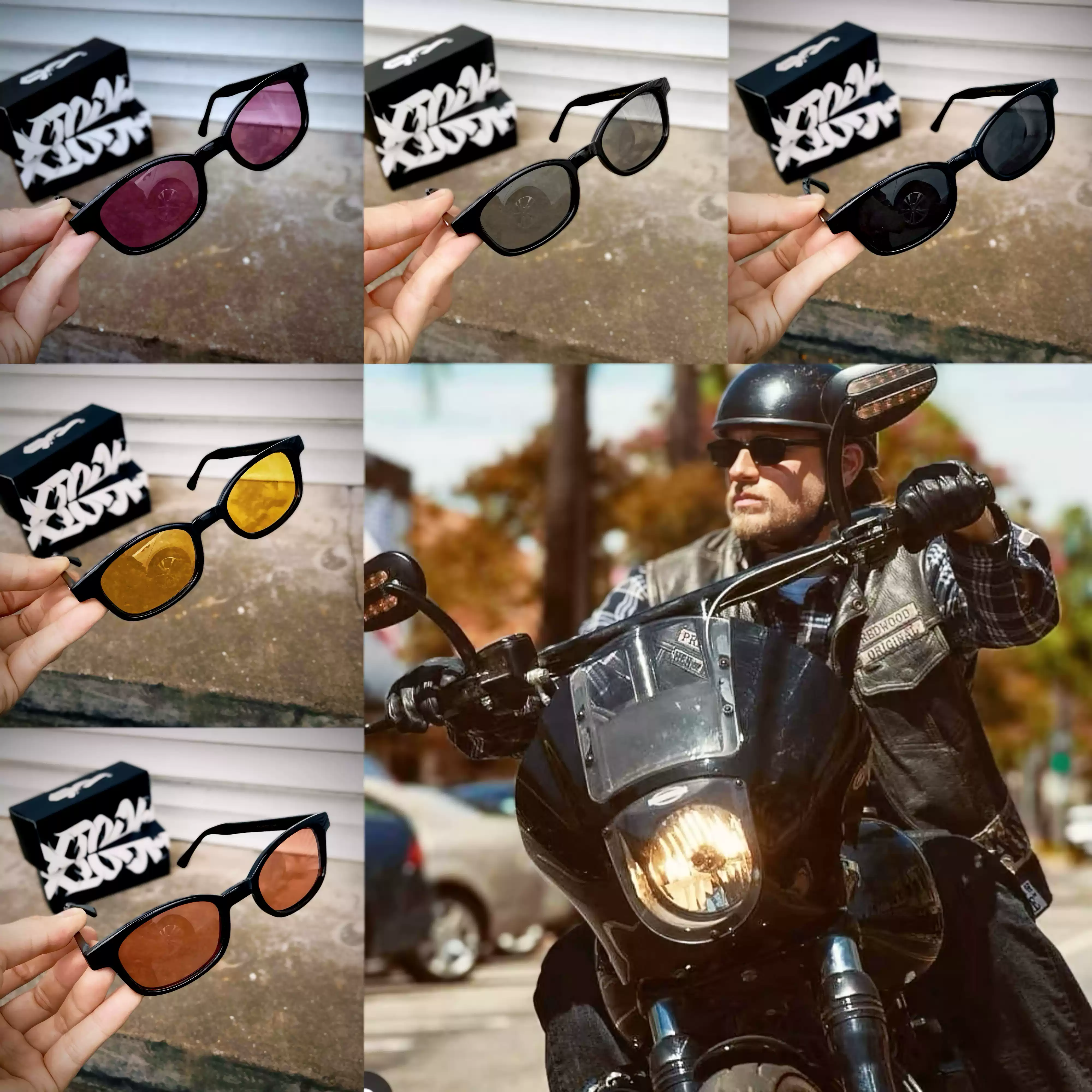 混乱之子同款墨镜哈雷印第安摩托车美式匪帮西海岸风格复古太阳镜