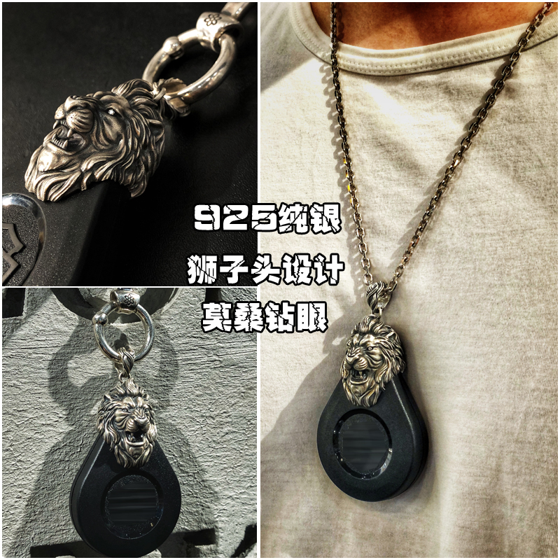 Harley motorcycle key necklace buckle 925 sterling silver cross necklace lion pendant eye original handmade customization