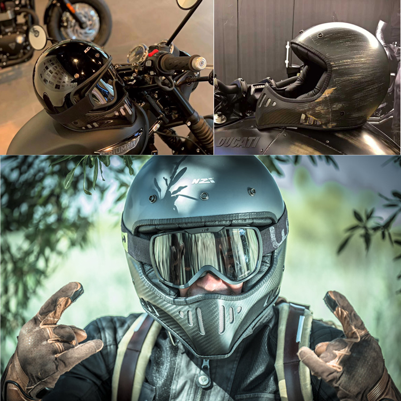 Harley Indian motorcycle helmet men's retro personality full helmet carbon fiber racing helmet goggles for all seasons