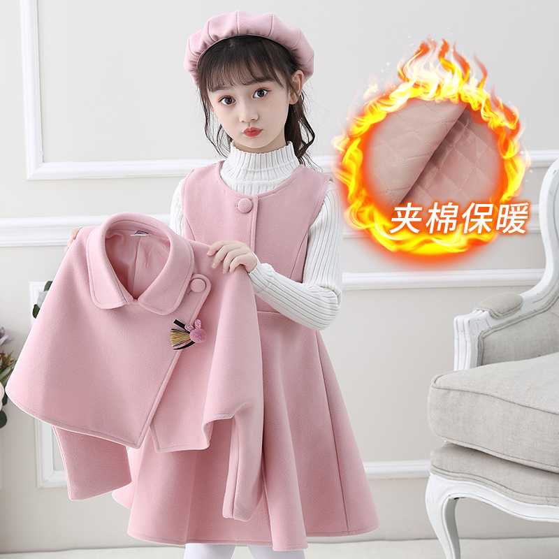 Girl's dress 2024 new trendy foreign air autumn winter Lunar New Year suits Children's Princess Dresses Winter New Year clothes-Taobao