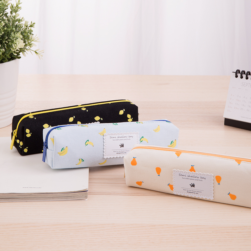 Powerful high school junior high school students use canvas pencil case simple stationery bag boys and girls pencil case Korean pencil case Korean college students primary school students cute creative compact portable fabric pencil case children