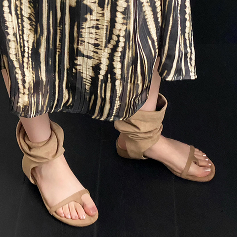 Trendy and Stylish Summer New Sandals, Retro Women's Shoes, Brown Suede Thong Sandals, Flat Roman Sandals