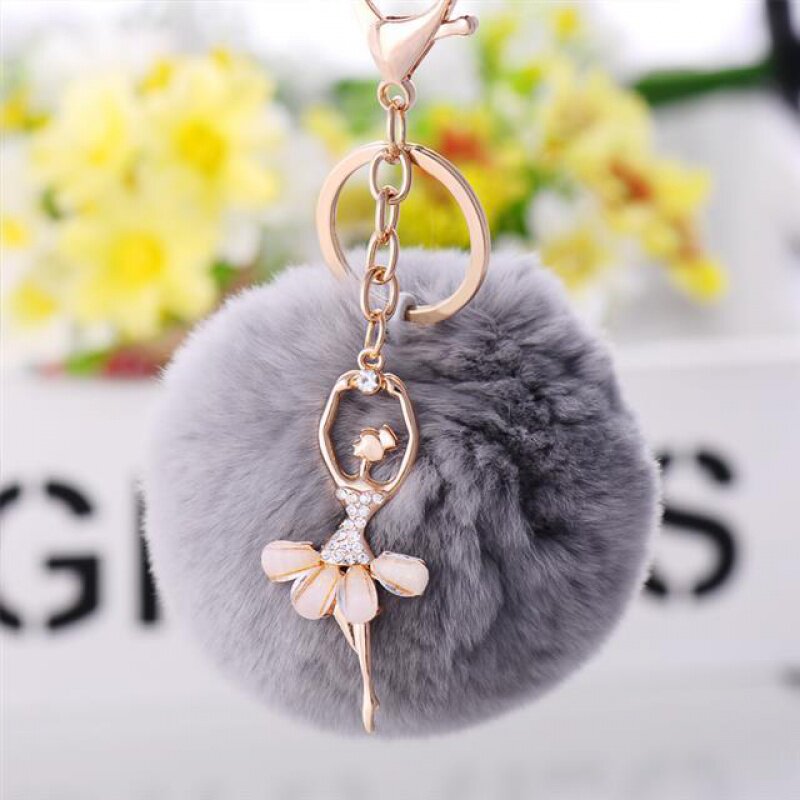Creative angel cute Rex rabbit fur ball key chain car key chain cartoon women's bag bag pendant small gift