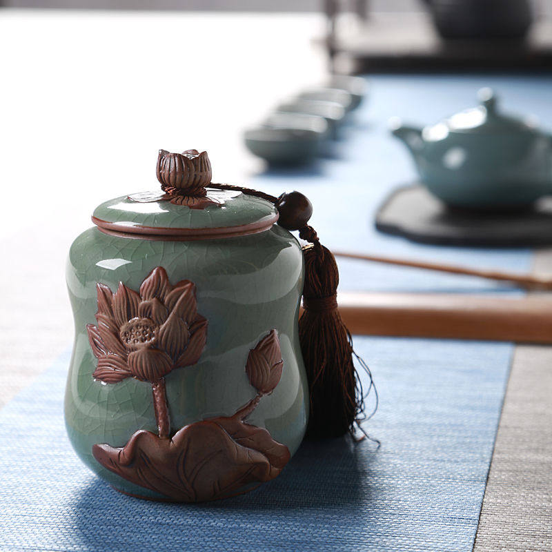 Tea Leaf Jars Ceramic Tea Tea Tea Tea Tea Tea Seal Pot Green Porcelain Storage Tank Size Number Tea Packaging Box