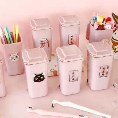 x Storage Three-dimensional ornaments mini pink oblique plug pen holder split storage box box table bucket display girl heart table