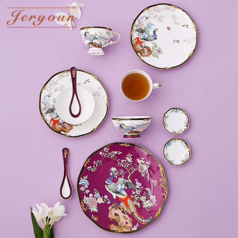 Chinese Wind Annual Meeting New Wedding New Weddings Wedding Gifts Bowl dishes Home Combined suit Light Luxurious Tide Bone China Porcelain Tableware