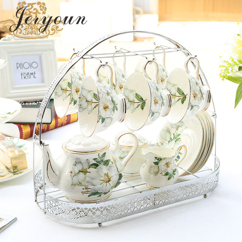 Eurobone Porcelain Suit Coffee Cup Suit Lower Afternoon Tea Tea Set Light Lavish Coffee Kit Suit Wedding Gift Home