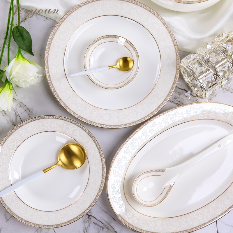 Dish set Household European simple Phnom Penh 56 skull porcelain tableware set Jingdezhen ceramic bowl set
