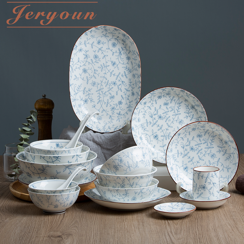 Nordic Creative Bowls Chopsticks Dishes Jingdezhen ceramic cutlery sets Home Japanese style Rice Bowls glazed Lower Colorful Dish Suit