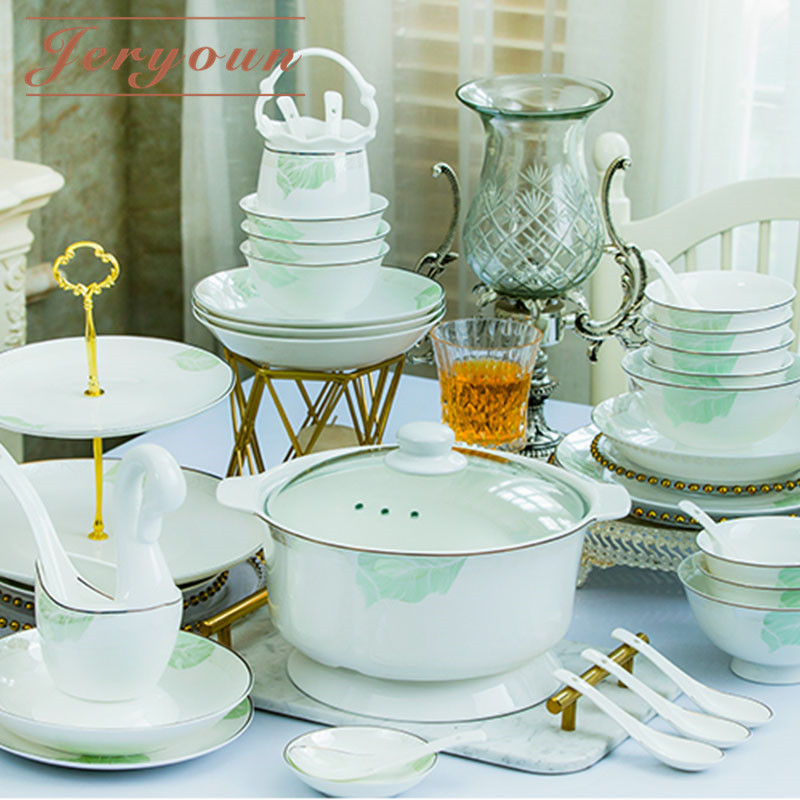 Jingdezhen New Chinese Simple Bowl Package Dish Package Dish Package Set Ceramic Bowl Soup Bowl Ming Fort