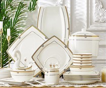 JERYOUN Jingdezhen European bone CHINA tableware set Household Chinese creative bowls plates chopsticks and plates combination gifts